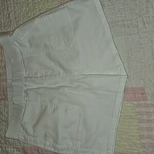 Large white cotton high waisted shorts. Wide elastic waist with belt loops. NWT